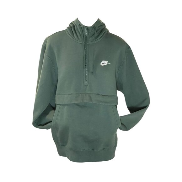 Nike Womens Green Half-Zip Hoodie Sweatshirt Size Small Cotton Blend Hooded With - Picture 13 of 13